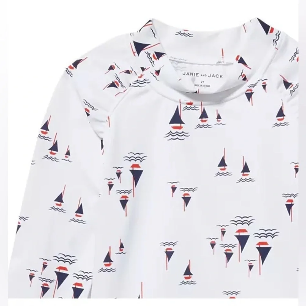 JANIE AND JACK SAILBOAT PRINT RASH GUARD SET NWT​
